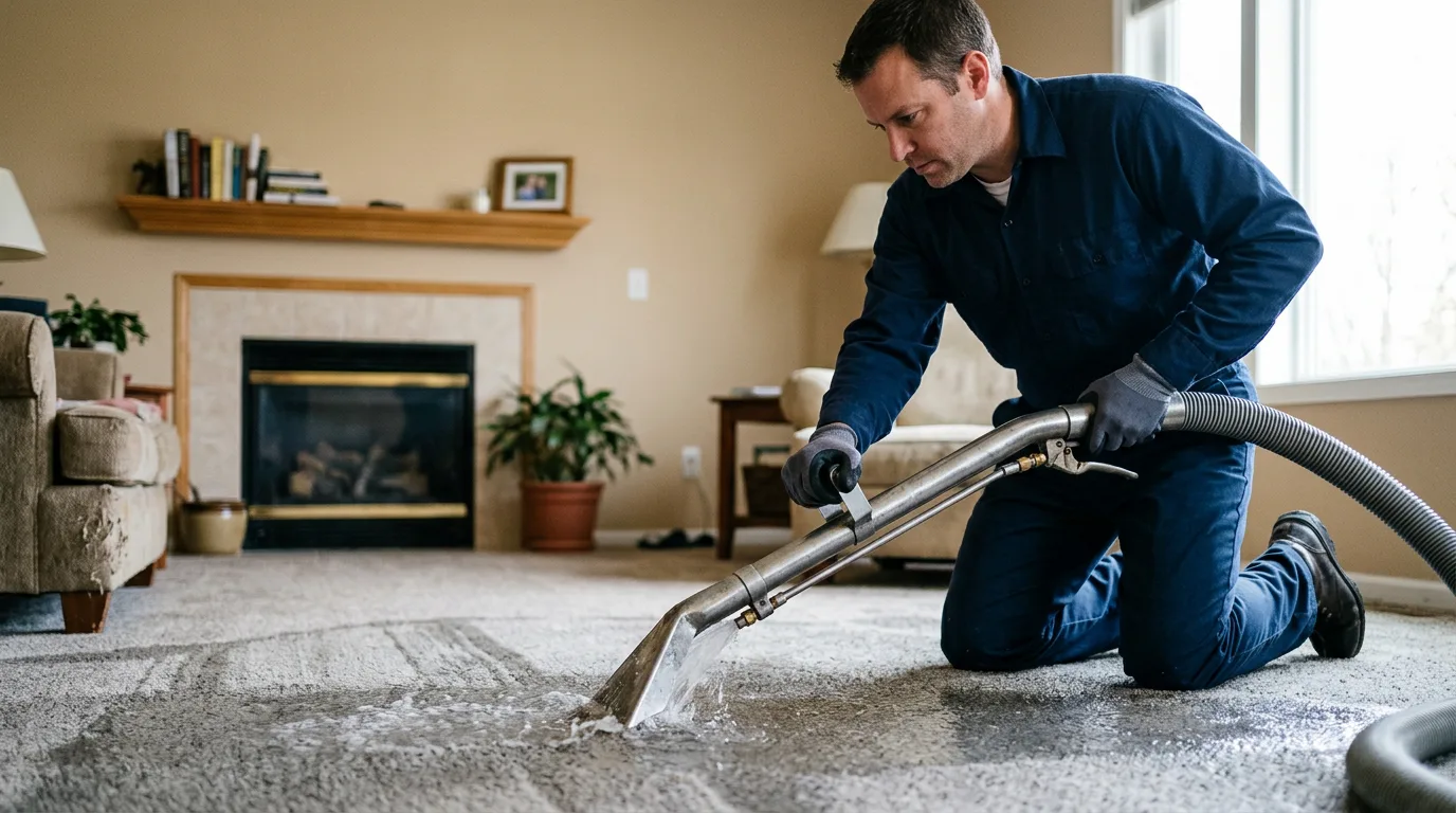 Water damage restoration technician working near Mullinville, KS